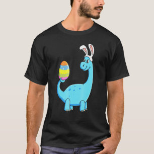 Camiseta Páscoa Dia T Rex Dino Coelho Orelha Com Ovos Boys 