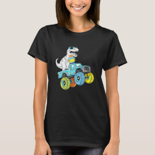 Camiseta Páscoa Dia T Rex Dino Dirigindo Um Monster Truck B