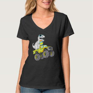 Camiseta Páscoa Dia T Rex Dino Dirigindo Um Monster Truck B
