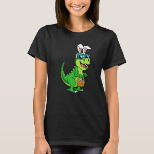 Camiseta Páscoa Dinossaur Bunny Rex Rawr Egg Basket Happy E