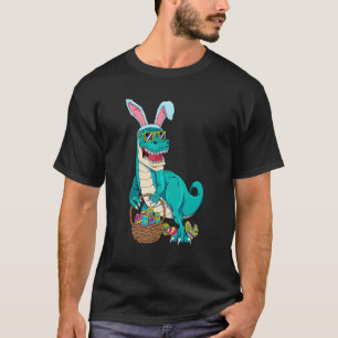 Camiseta Páscoa Dinossauro Coelhinho T Rex Meninas Crianças