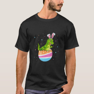 Camiseta Páscoa Dinossauro Engraçado T Rex Bunny Egg Cute B