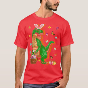 Camiseta Páscoa Dinossauro Feliz, Banquete De Ovo De Coelhi