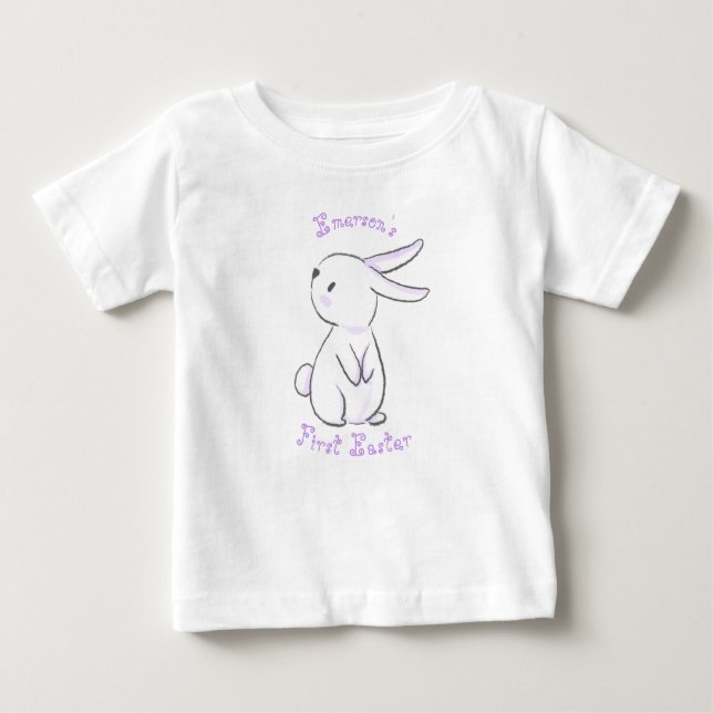 Camiseta Páscoa do bebê com coelhinho roxo fofo (Frente)