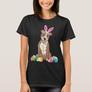 Camiseta Páscoa do Cachorro Pitbull Dia Coelhinho Ovos Pásc