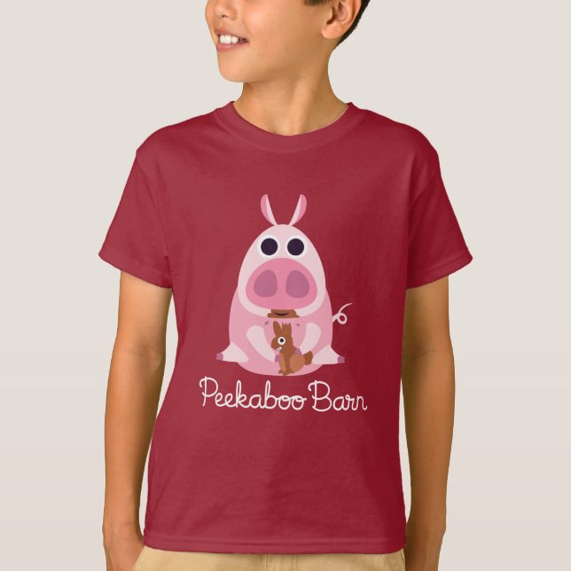 Camiseta Páscoa | do celeiro do Peekaboo suspeitoso o porco (Frente)