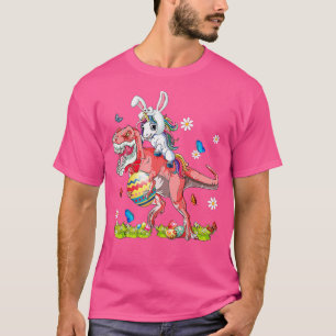 Camiseta Páscoa do Dinossauro Unicorn Andando em T-rex Bunn