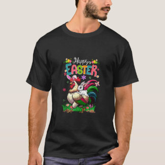 Camiseta Páscoa E felz pascoa  Arco de Galinha Anel Andando