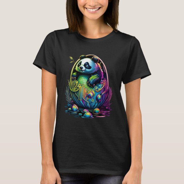 Camiseta Páscoa eggstravaganza adorável Panda e Ovos (Frente)