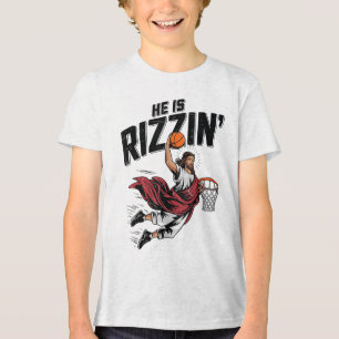 Camiseta Páscoa Ele É Rizzy Jesus, Cristão De Basquete Você