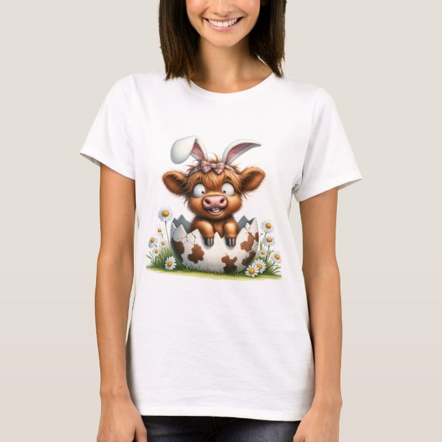 Camiseta Páscoa Engraçada Adorável Vaca Bebê (Frente)