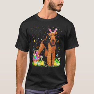 Camiseta Páscoa Engraçada Caça ao Ovo Airedale Terrier Cão