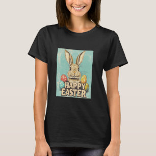 Camiseta Páscoa Engraçada Coelhinha Vintage Retro Ovos de P