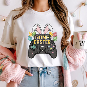 Camiseta Páscoa engraçada Controladora Bunny Pixel Art