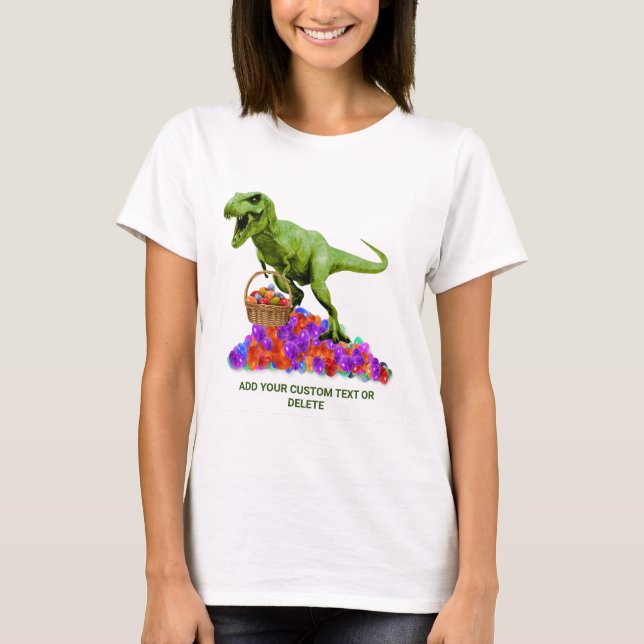 Camiseta Páscoa Engraçada Dinossauro Trex Ovo de Páscoa (Frente)