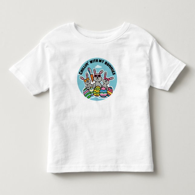 Camiseta Páscoa engraçada relaxando com meus coelhinhos (Frente)
