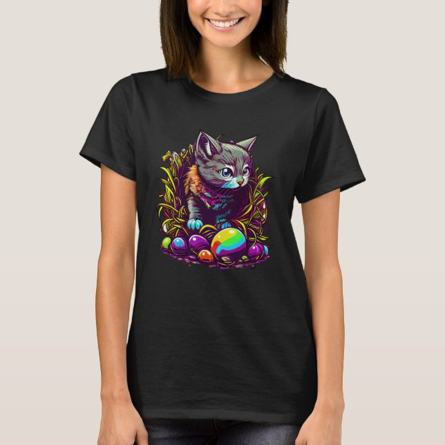 Camiseta Páscoa fácil com esta luxúria de Gato (Frente)