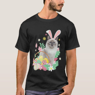 Camiseta Páscoa feliz engraçada gato fofo coelho ovos cesto