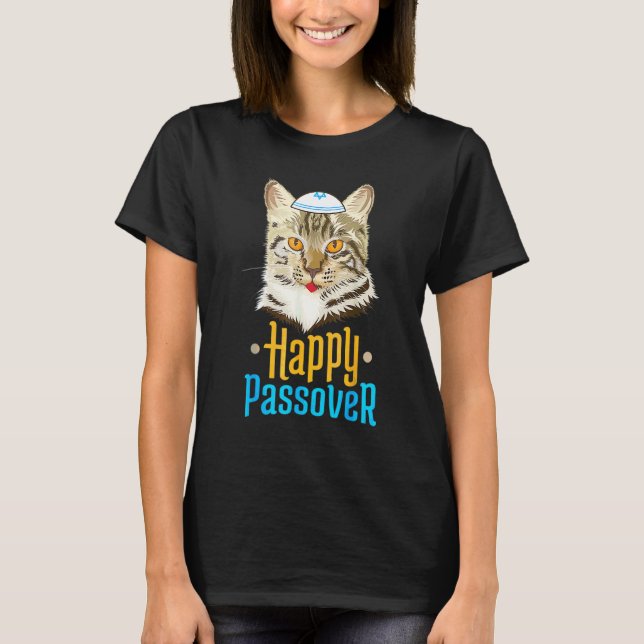 Camiseta Páscoa Feliz Páscoa Gato  Seder Feriado Judaico  (Frente)