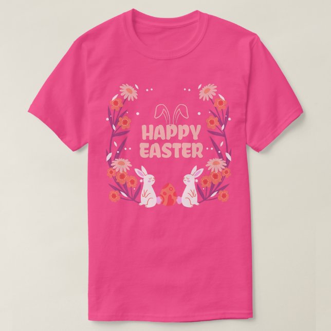 Camiseta páscoa felz pascoa flores Páscoas orelhas mouras (Frente do Design)