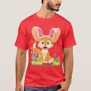 Camiseta Páscoa Fennec Fox Bunny Ovo Caça Fennec Fox Eas