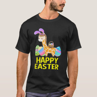 Camiseta Páscoa Giraffe Bunny T shirt Ovos para Homens