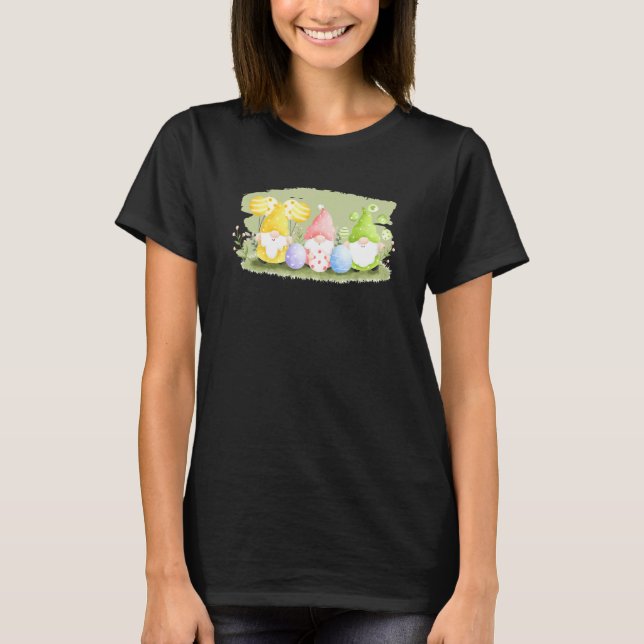 Camiseta Páscoa Gnome Funny Páscoa Day Bunny Primavera Egg  (Frente)