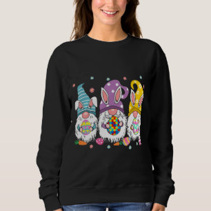 Camiseta Páscoa Gnomo Bunny Autism Páscoa Day Ovos Caça