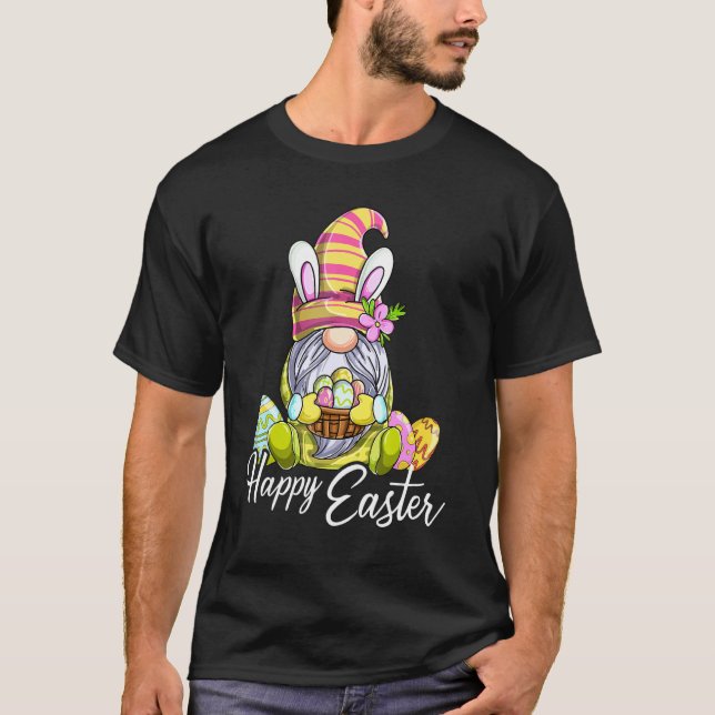 Camiseta Páscoa Gnomo Ovos Caçadores Felz pascoa (Frente)