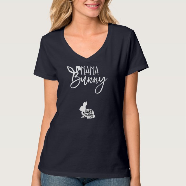 Camiseta Páscoa Grávida Mãe Mãe Bunny Bab (Frente)