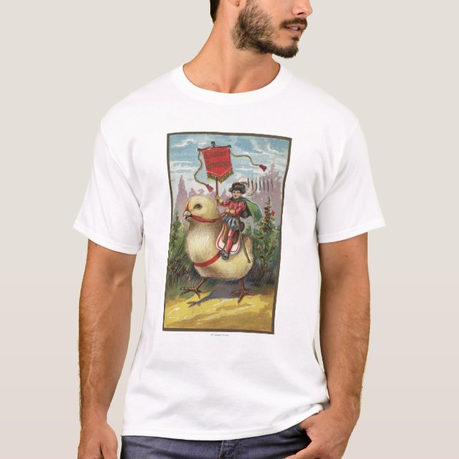 Camiseta Páscoa GreetingsPrince sobre um pintinho (Frente)