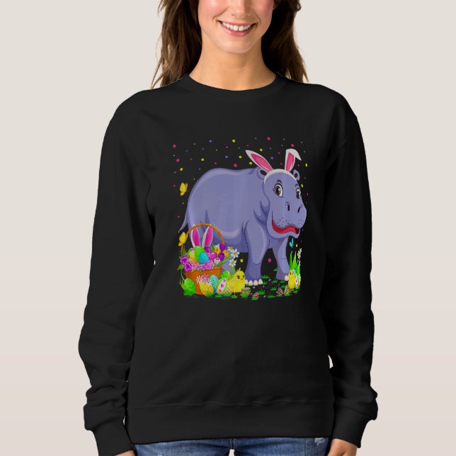 Camiseta Páscoa Hippo Bunny Ovo Caça Hippopotamus Páscoa (Frente)