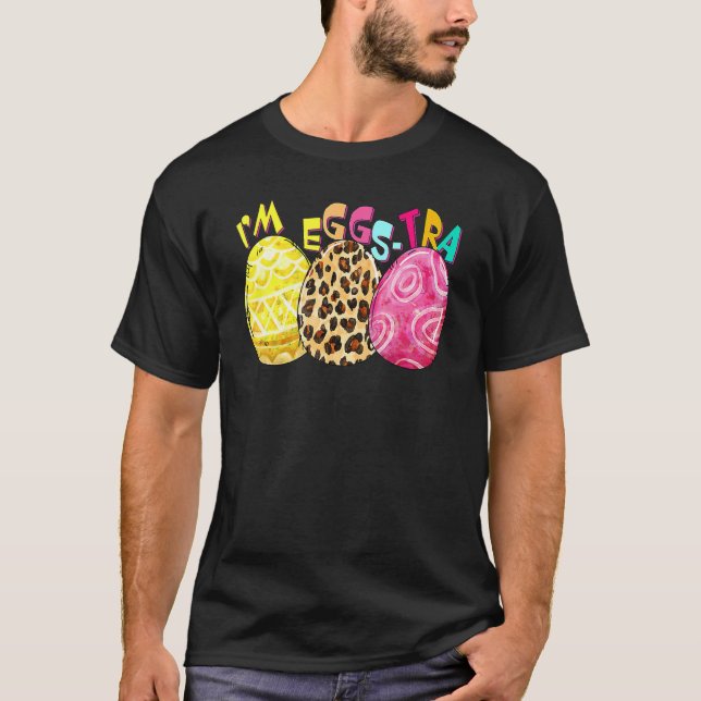 Camiseta Páscoa Im Eggstra Mulher Leopard Ovos Gráfico 1 (Frente)