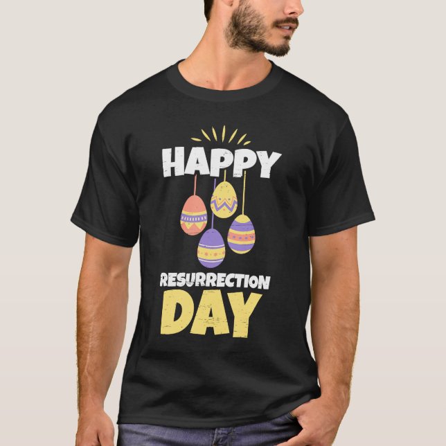 Camiseta Páscoa Jesus Feliz Dia da Ressurreição Domingo Ovo (Frente)