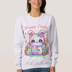 Camiseta Páscoa Kawaii Bonita, Camisola de Gato - Ouvidos C