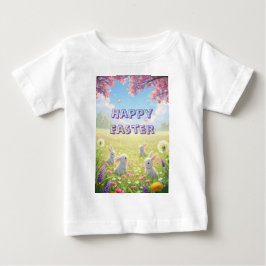 Camiseta Páscoa Lavanda Coelhinho Branco Floral Primavera 