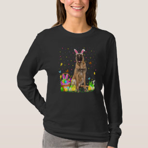 Camiseta Páscoa Malinois Cachorro Coelho Ovo Caçando Malino
