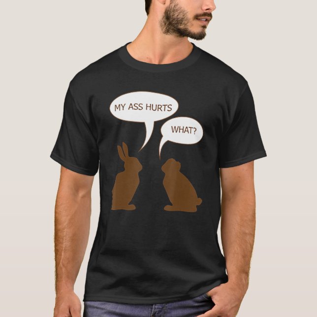 Camiseta Páscoa Meu Bumbum Magoa Coelho Chocolate (Frente)