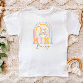 Camiseta Páscoa Mini Coelho Arco-Íris Colorida Whimsical