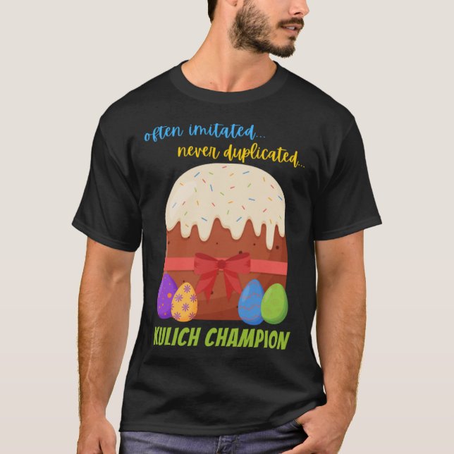 Camiseta Páscoa ortodoxa, campeã em Kulich, campeã (Frente)