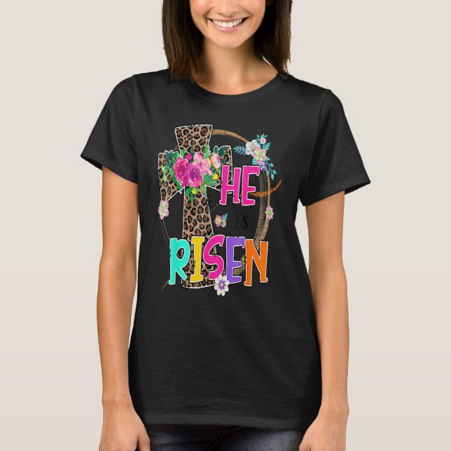 Camiseta Páscoa Para Garotas Cristãs Teen Mãe Ele Está Rise (Frente)