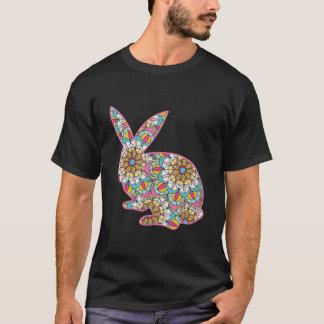 Camiseta Páscoa Para Mulheres Flores De Coelhinhos Da Pásco