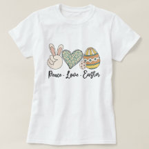Camiseta Páscoa Peace Love - Diversão e Primavera