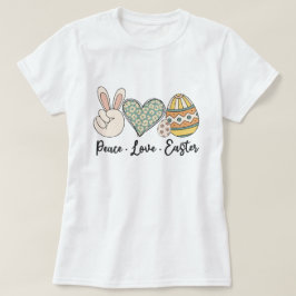 Camiseta Páscoa Peace Love - Diversão e Primavera 