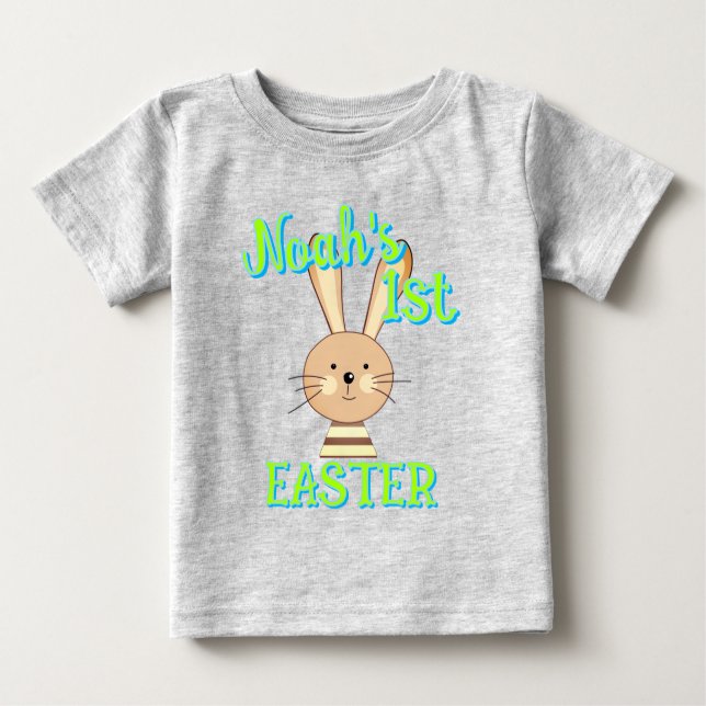 Camiseta Páscoa Personalizada Feliz Da rua Bunny Toddler (Frente)