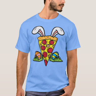 Camiseta Páscoa Pizza Fatia Coelhinha Ouve Engraçada Comida