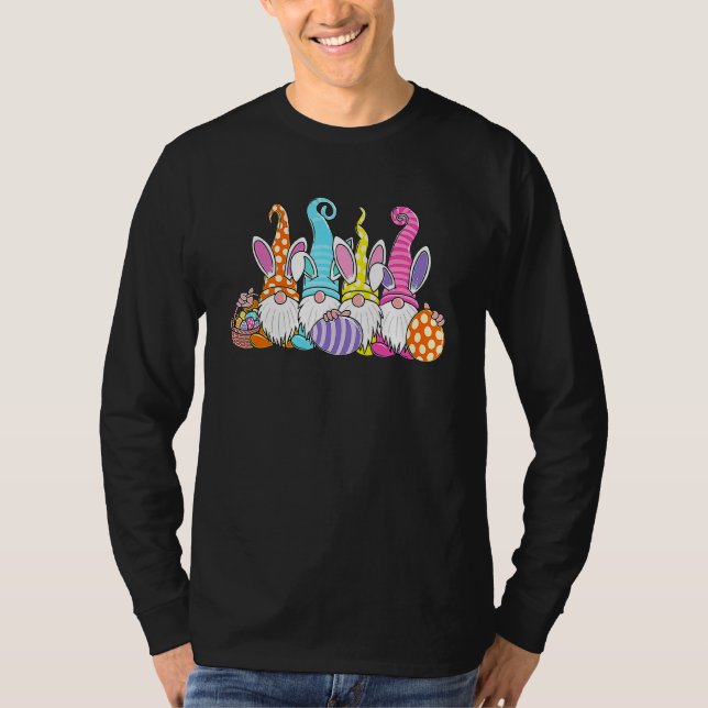 Camiseta Páscoa Primavera Gnomo Caça Ao Ovo E B (Frente)