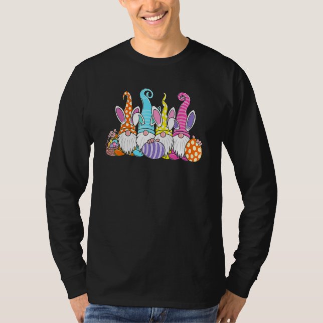 Camiseta Páscoa Primavera Gnomo Caça Ao Ovo E B (Frente)