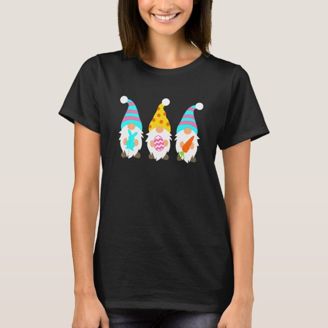Camiseta Páscoa Primavera Gnomo Caça Ao Ovo E B (Frente)
