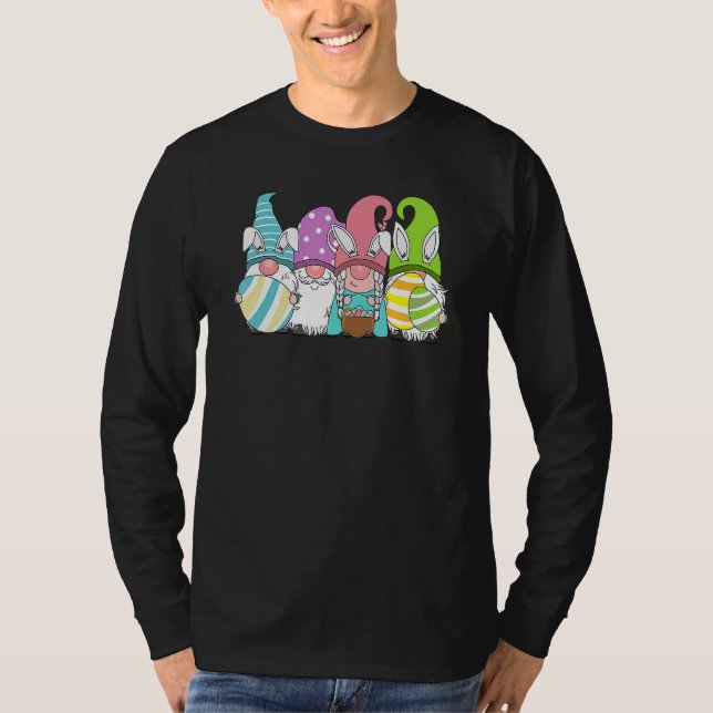 Camiseta Páscoa Primavera Gnomo Caça Ao Ovo E B (Frente)